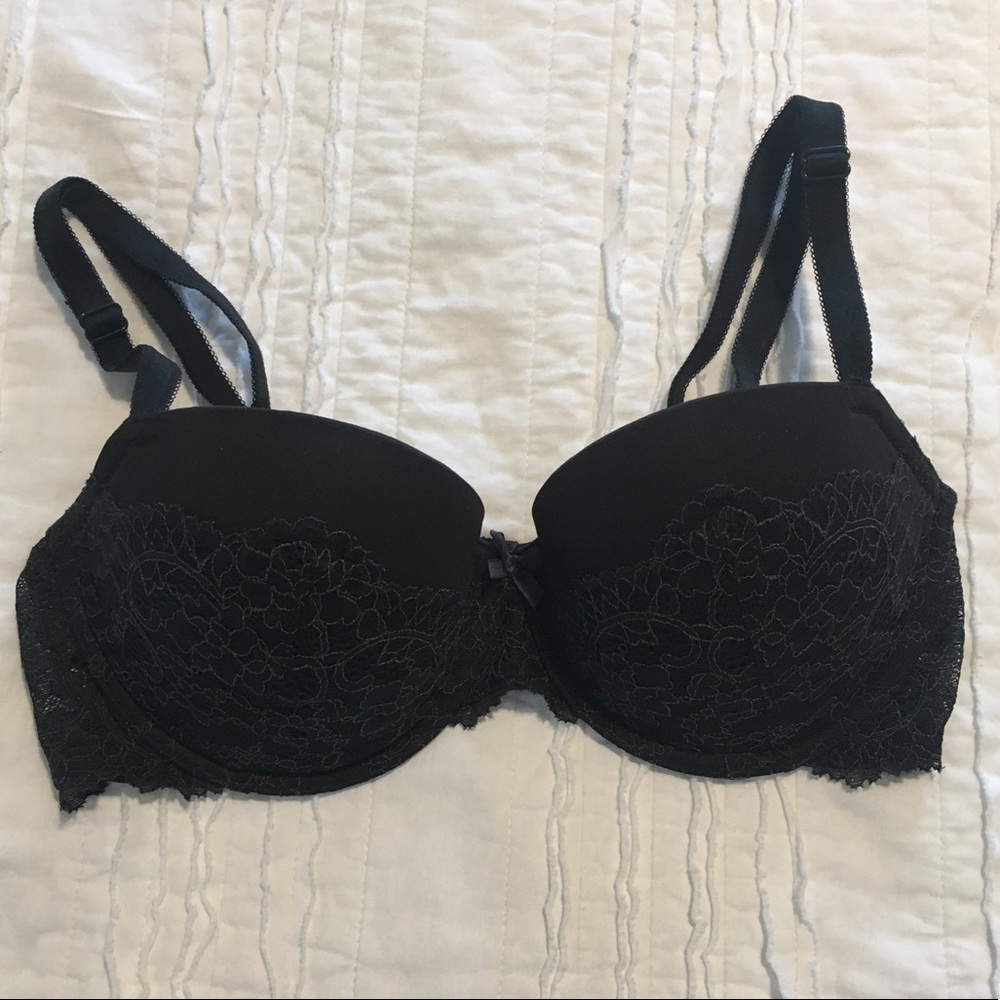 Black lace push up bra